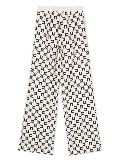 PANTALONE DOPPIO CREPE STAMPA LOGO CUBICO BURRO/CEDRO ELISABETTA FRANCHI La Mia Bambina | EFPA230 0 GA008/D027